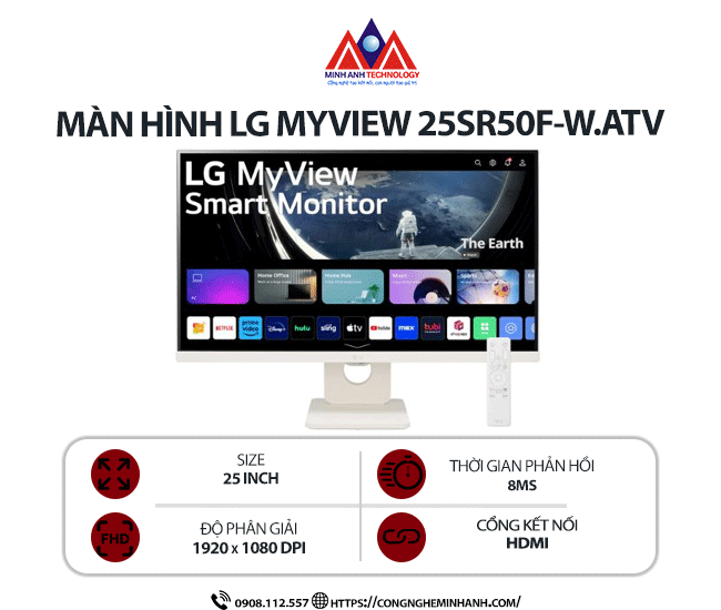 Màn hình máy tính LG MyView 25SR50F-W.ATV (25 inch/ 1920 x 1080/ 300 nits/ 8ms/ 60Hz), bảo hành 24 tháng Màn hình máy tính LG MyView 25SR50F-W.ATV (25 inch/ 1920 x 1080/ 300 nits/ 8ms/ 60Hz), bảo hành 24 tháng