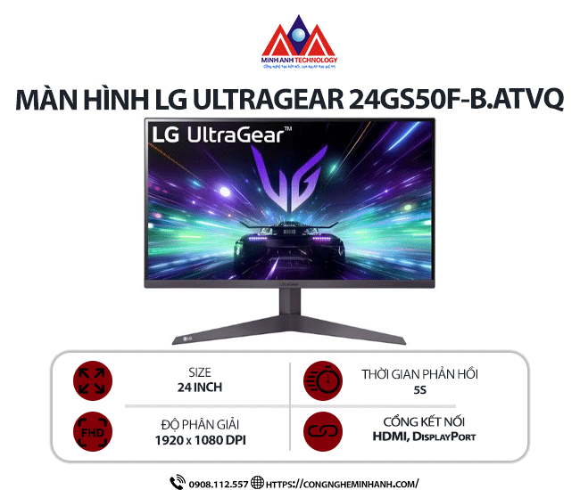 Màn hình máy tính LG UltraGear 24GS50F-B.ATVQ (24 inch/ 1920 x 1080/ 250 cd/m2/ 5ms/ 180Hz), bảo hành 24 tháng