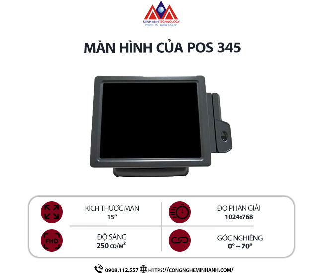 Màn hình hiển thị máy tính tiền Flytech POS-345
