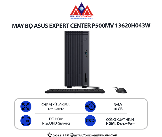 Máy bộ Asus ExpertCenter P500MV 13620H043W (i7-13620H/ Ram 8GB/ SSD 512GB/ Windows 11/ 1Y)