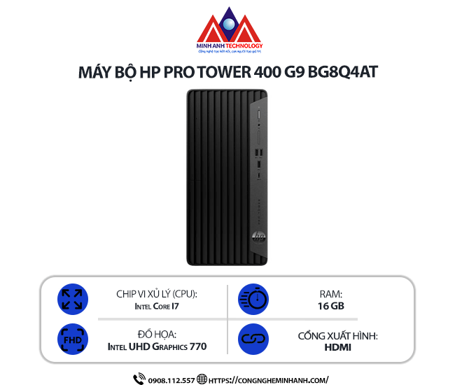 Máy bộ HP Pro Tower 400 G9 BG8Q4AT (i7-13700/ Ram 16GB/ SSD 512GB/ Windows 11 Home/ 1Y)