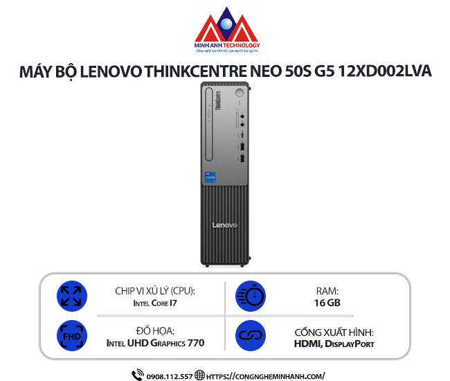 Máy bộ Lenovo ThinkCentre neo 50s Gen 5 12XD002LVA (i7-14700/ Ram 16GB/ SSD 512GB/ 1Y)
