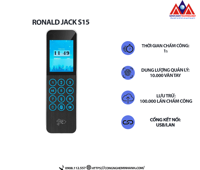 Máy chấm công kiểm soát cửa Ronald Jack S15