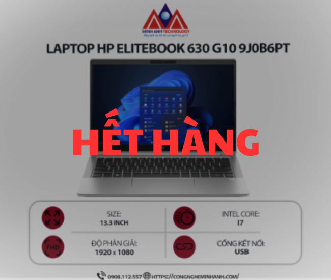 Laptop HP Elitebook 630 G10 9J0B6PT (i7 1355U/ Ram 8GB/ SSD 512GB/ Windows 11 Home/ 1Y/ Bạc)