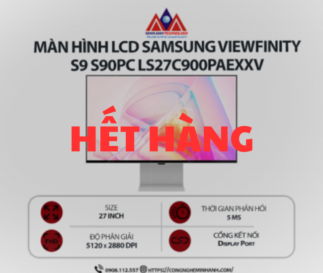 Màn hình máy tính Samsung ViewFinity S9 S90PC LS27C900PAEXXV (27 inch/ 5120 x 2880/ 600 cd/m2/ 5ms/ 60Hz)