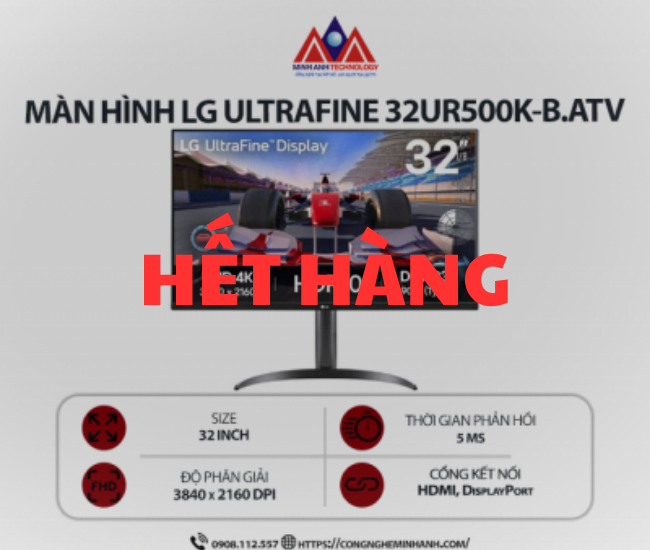 Màn hình máy tính LG UltraFine 32UR500K-B.ATV (32 inch/ 3840 x 2160/ 280 cd/m2/ 5ms/ 60Hz), bảo hành 24 tháng