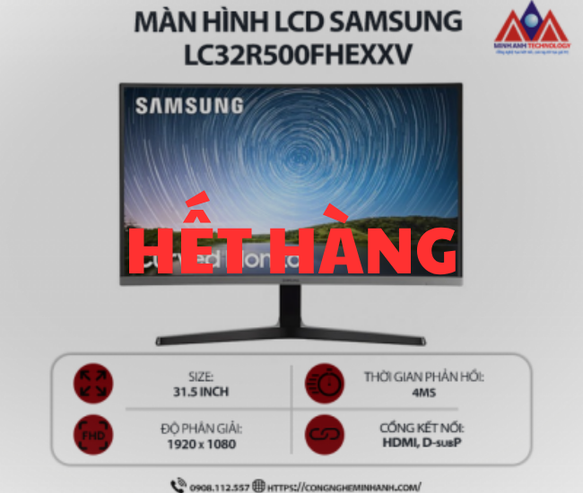 Màn hình máy tính Samsung LC32R500FHEXXV (31.5 inch VA/ 1920 x 1080/ 250cd/m2/ 4ms/ 75Hz), bảo hành 24 tháng