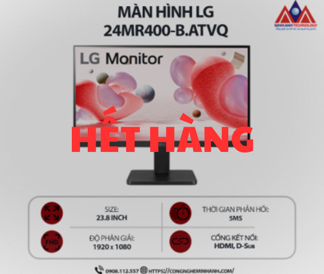 Màn hình máy tính LG 24MR400-B.ATVQ (23.8 inch IPS/ 1920 x 1080/ 220cd/m2/ 5ms/ 100Hz) , bảo hành 24 tháng