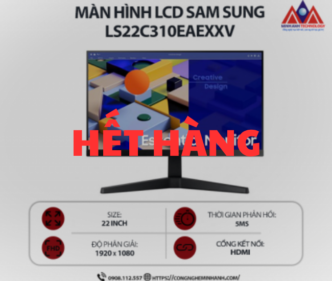 Màn hình máy tính Samsung LS22C310EAEXXV (22 inch IPS/ 1920 x 1080/ 250cd/m2/ 5ms/ 75Hz), bảo hành 24 tháng