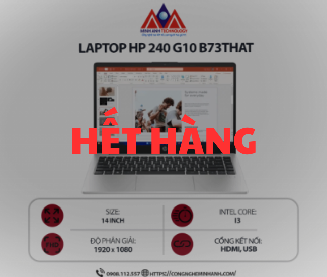 Laptop HP 240 G10 B73THAT (i3-1315U/ Ram 8GB/ SSD 256GB/ Windows 11 Home/ 1Y/ Bạc)
