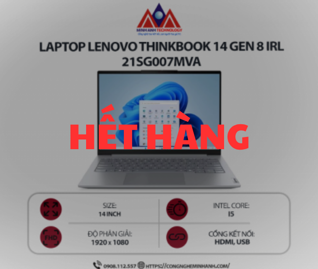 Laptop Lenovo ThinkBook 14 Gen 8 IRL 21SG007MVA (I5-210H/ Ram 16GB/ SSD 512GB/ Windows 11/ 1Y/ Xám)