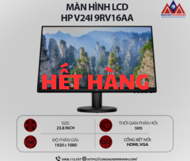 Màn hình máy tính HP V24i 9RV16AA (23.8 inch IPS/ 1920 x 1080/ 250 cd/m2/ 5ms/ 60Hz), bảo hành 24 tháng