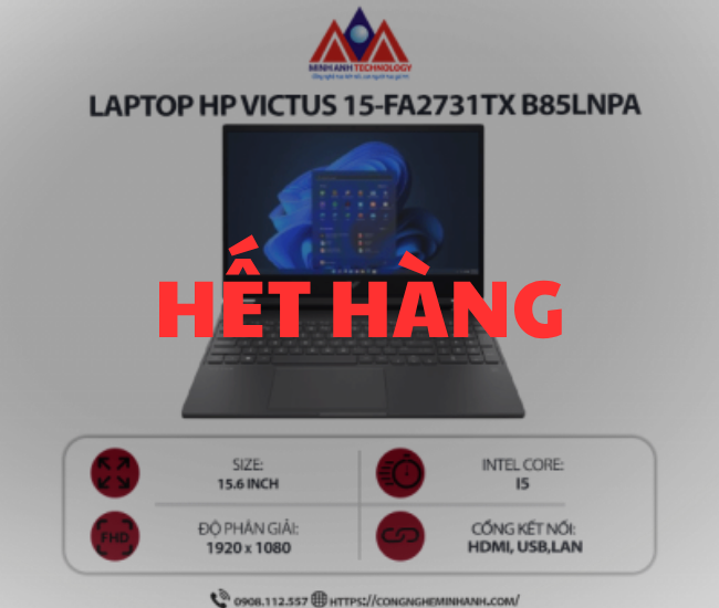 Laptop HP Victus 15-fa2731TX B85LNPA (i5-13420H/ Ram 16GB/ SSD 512GB/ RTX 3050 6GB/ Windows 11 Home/ 1Y/ Đen)