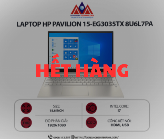 Laptop HP Pavilion 15-eg3035TX 8U6L7PA (i7-1355U/ Ram 16GB/ SSD 512GB/ MX550 2GB/ Windows 11/ 1Y)