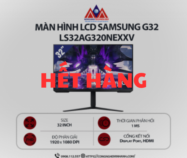 Màn hình máy tính Samsung G32 LS32AG320NEXXV  (32 inch/ 1920 x 1080/ 250CD/M2/ 1 ms/ 165Hz)