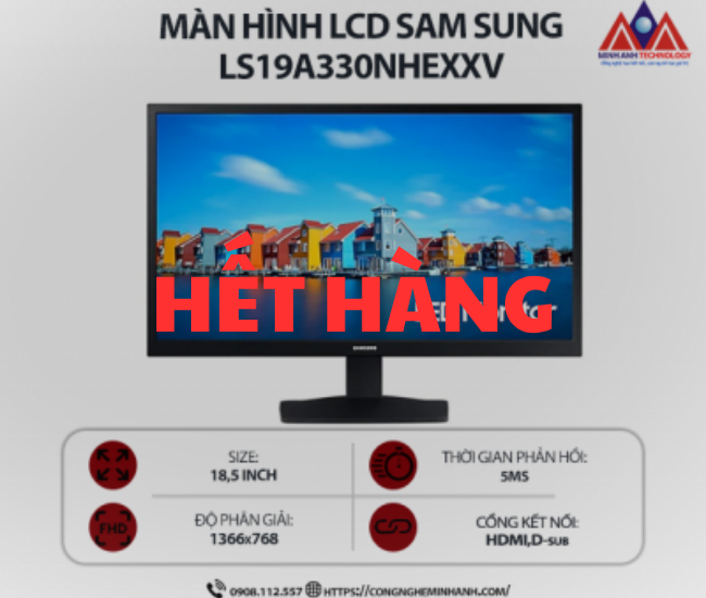Màn hình máy tính Samsung LS19A330NHEXXV (27 inch TN/ 1366x768/ 250cd/m2/ 5ms/ 60Hz), bảo hành 24 tháng