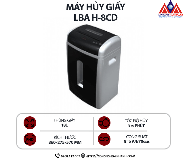 Máy hủy giấy LBA H-8CD