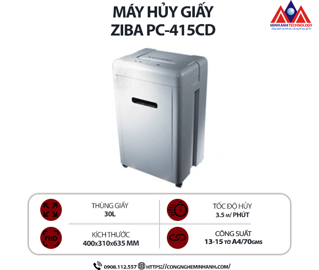 Máy hủy giấy ZIBA PC-415CD