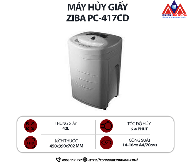 Máy hủy giấy ZIBA PC-417CD
