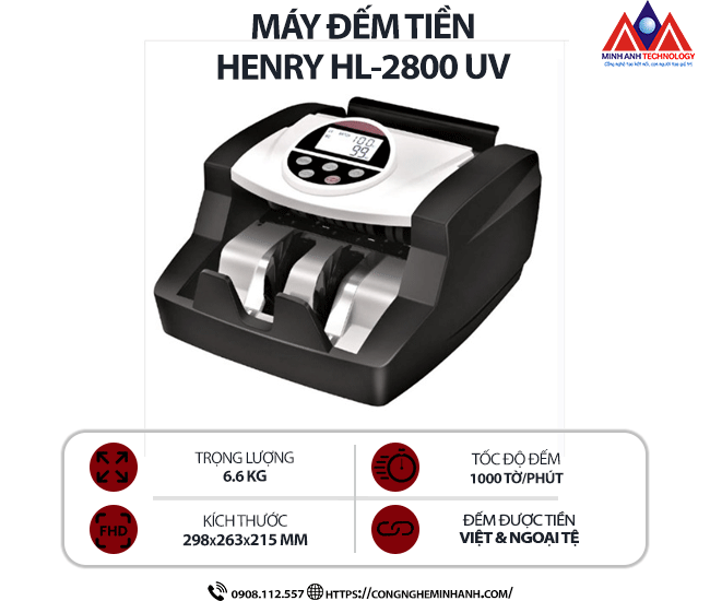 Máy đếm tiền HENRY HL-2800UV
