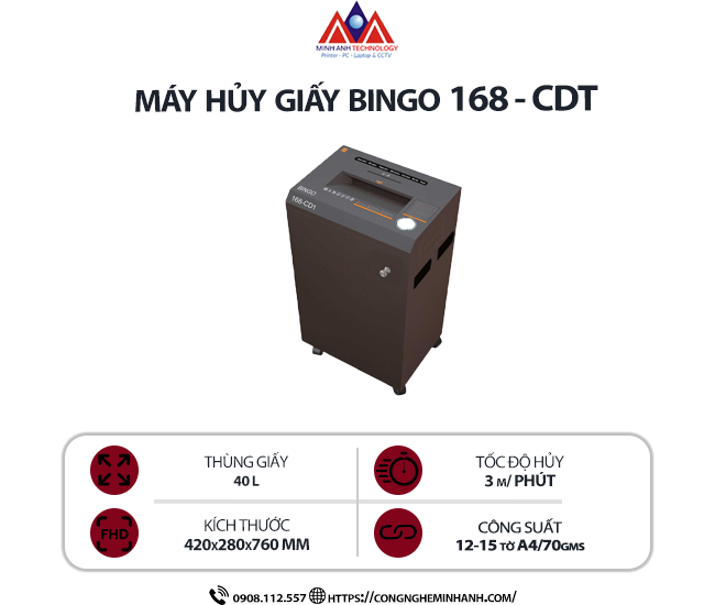Máy hủy giấy BINGO 168 - CDT