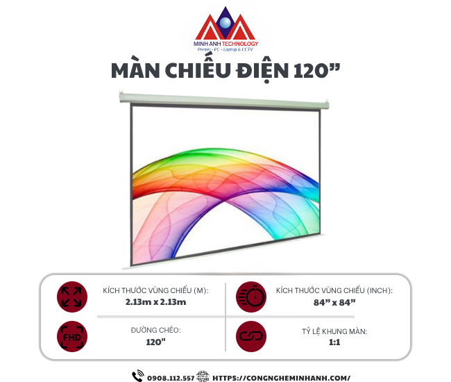 Màn chiếu điện 120”