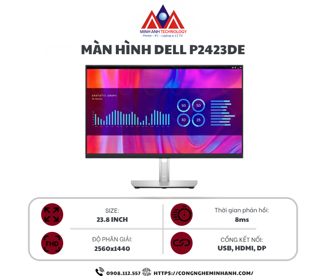 Màn hình Dell P2423DE (23.8 Inch/ QHD/ IPS/ 60Hz/ 8ms/ USB TypeC)