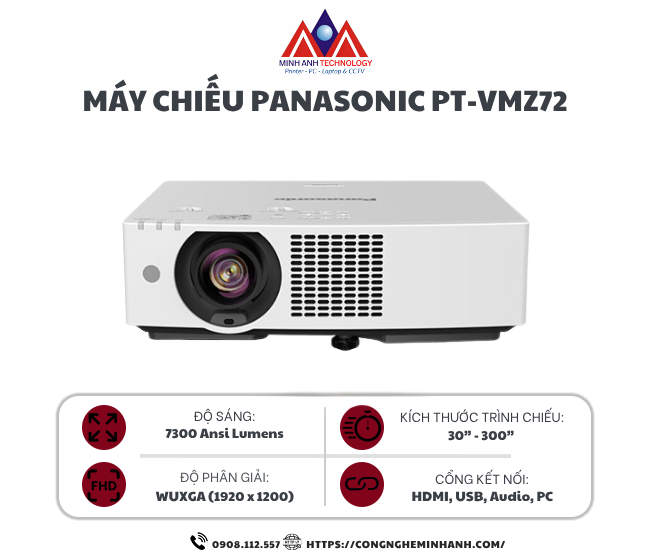 Máy chiếu Panasonic PT-VMZ72 (Công nghệ LCD)