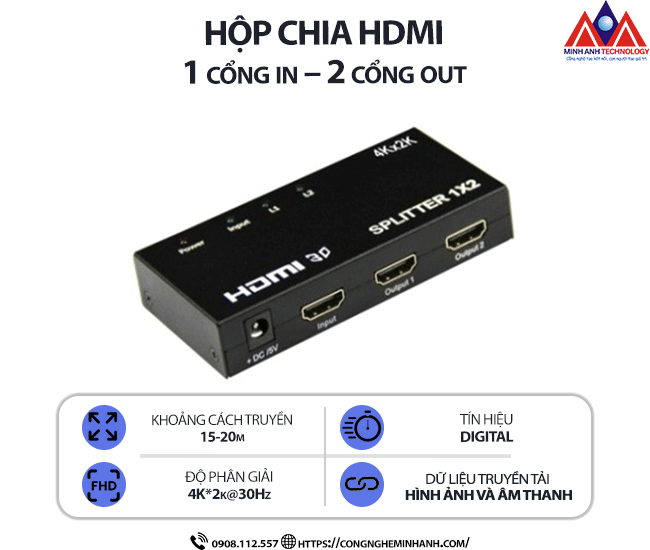 HỘP CHIA HDMI 1 cổng in – 2 cổng out