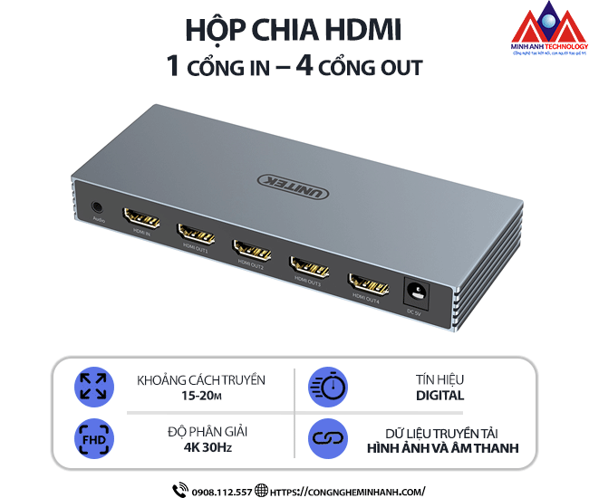 HỘP CHIA HDMI 1 cổng in – 2 cổng out