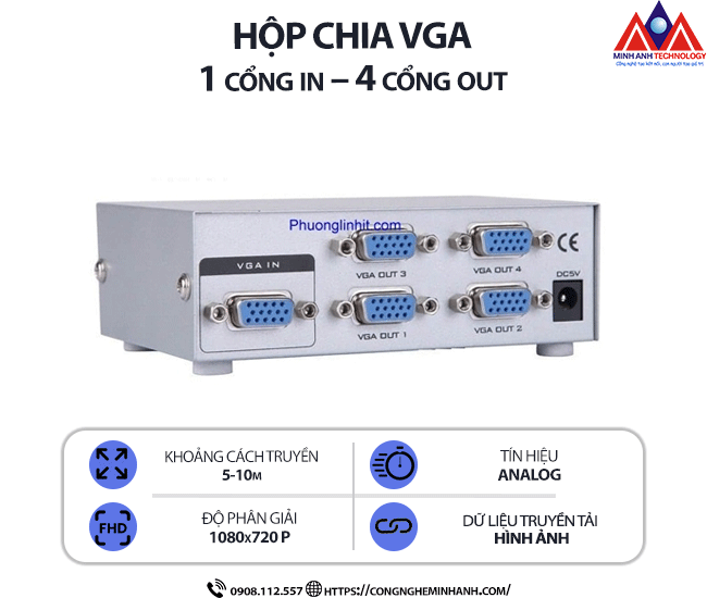 HỘP CHIA VGA 1 cổng in – 4 cổng out