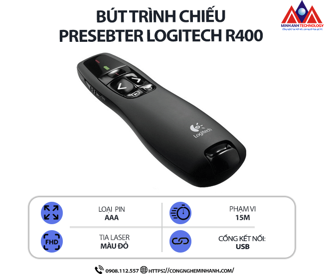 Bút trình chiếu Presenter LOGITECH R400