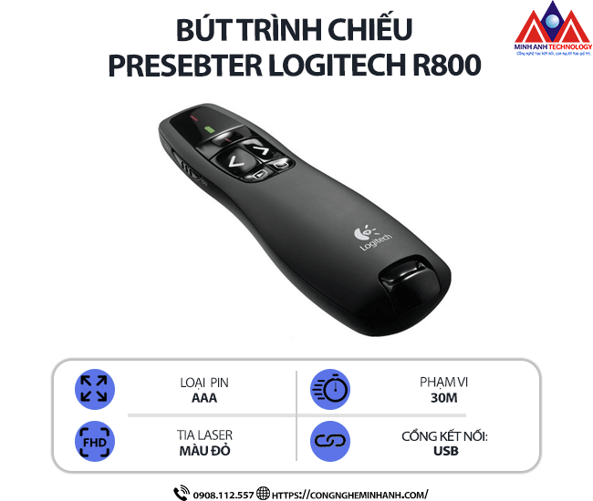 Bút trình chiếu Presenter LOGITECH R800