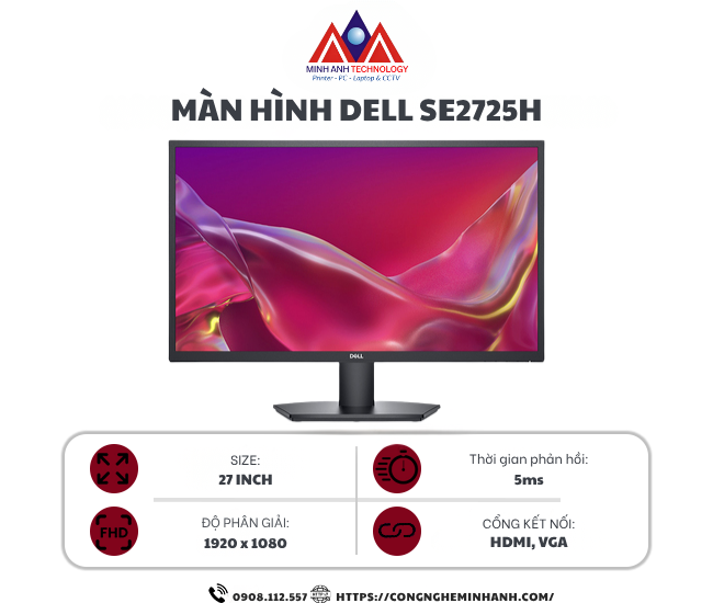 Màn Hình Dell SE2725H (27 inch/ VA/ FHD/ 75Hz/ 5ms/ 3Y)