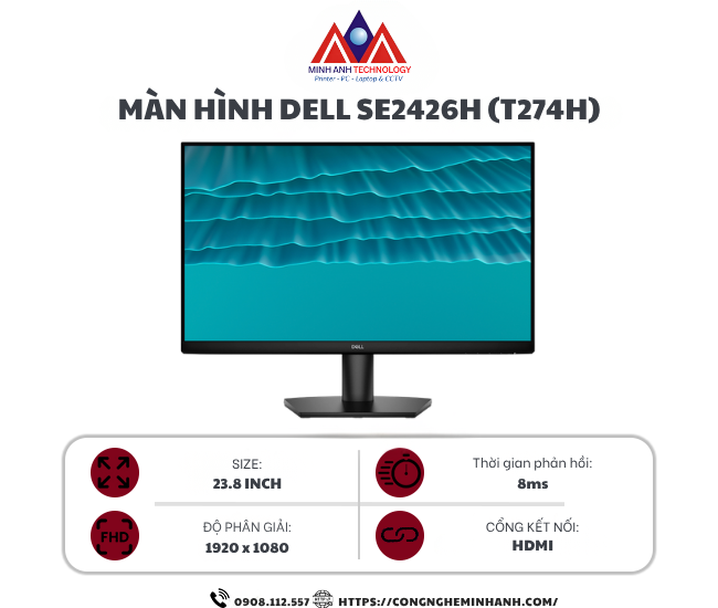 Màn Hình Dell SE2426H (T274H) (23.8 inch/ IPS/ FHD/ 144Hz/ 1ms/ 03Y)