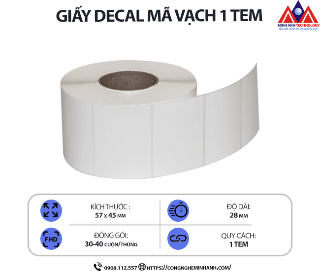 Giấy decal mã vạch 1 tem