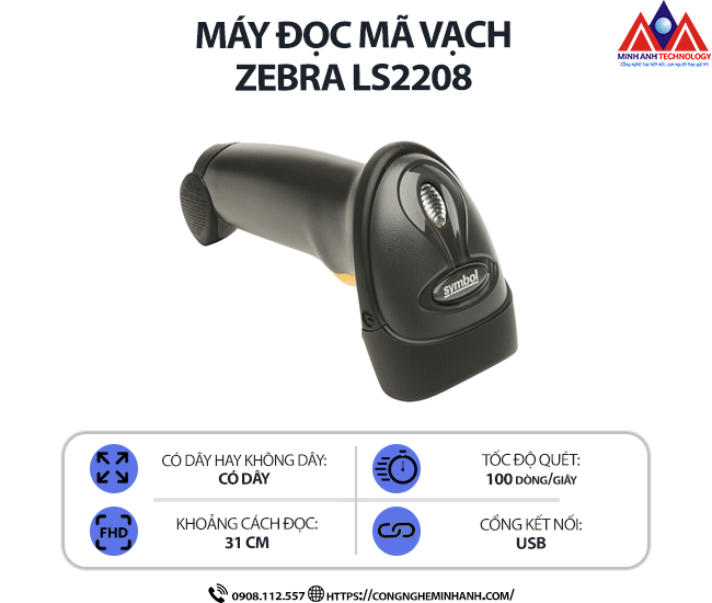 Máy đọc mã vạch Zebra LS2208