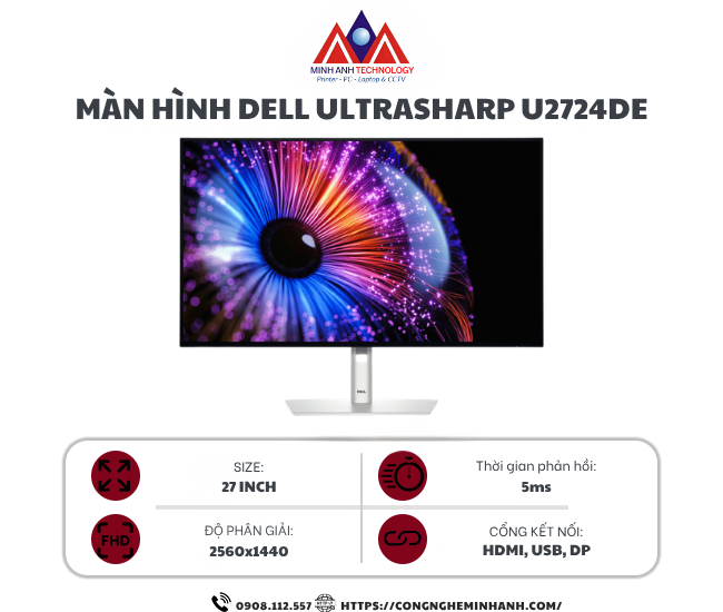 Màn hình Dell UltraSharp U2724DE (27.0inch/ 2K QHD/ IPS/ 120Hz/ 5ms)