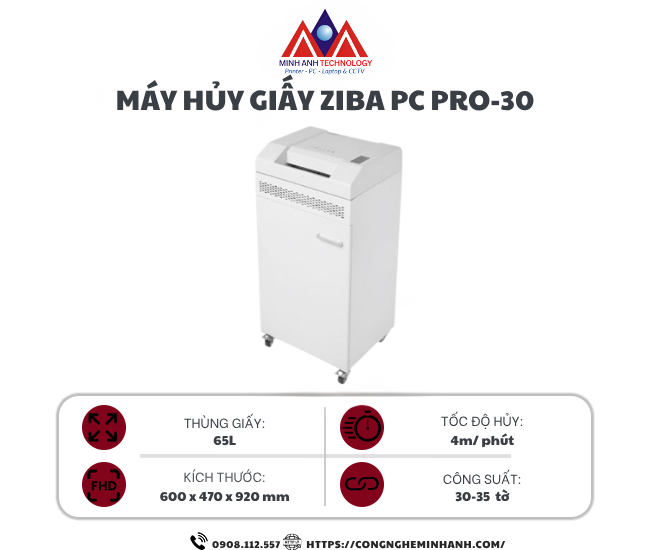 Máy hủy giấy cảm ứng ZIBA PC-PRO-30