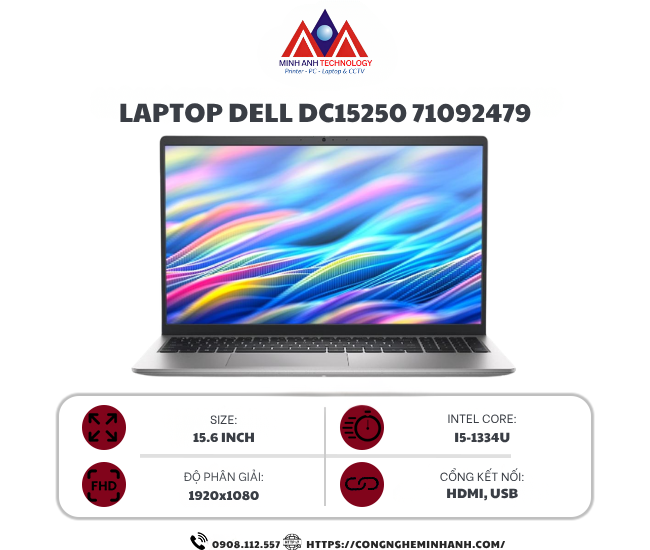 Laptop Dell 15 DC15250 71092479 (i5 1334U/ 16GB/ 512GB SSD/ 15.6 inch FHD/ 120Hz/ Win 11/ Office/ Silver/ 1Y)