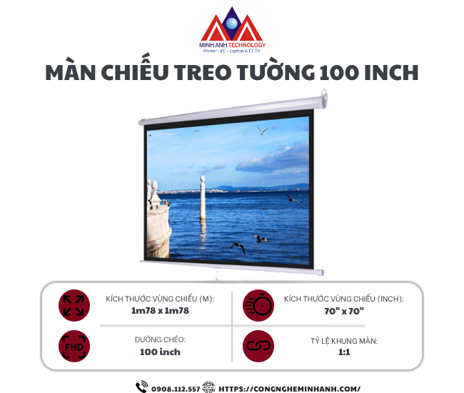 Màn chiếu treo tường 100”
