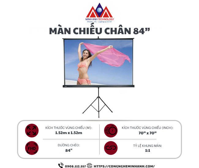 Màn chiếu chân 84”