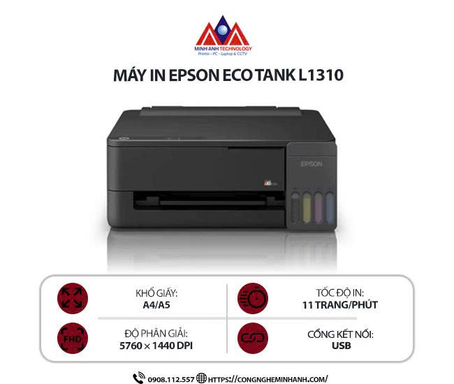 Máy in phun màu Epson L1310 A4 USB chính hãng