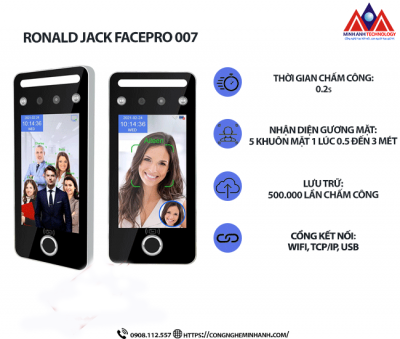 Máy Chấm Công Khuôn Mặt Ronald Jack Facepro-007