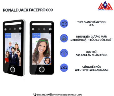 Máy Chấm Công Khuôn Mặt Ronald Jack Facepro-009