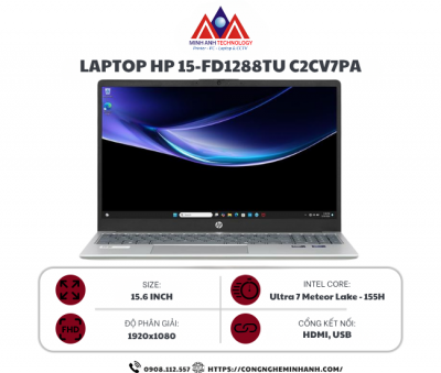 Laptop HP 15 fd1288TU - C2CV7PA (Ultra 7 155H/ 16GB/ 512GB/ Full HD/ Win11)