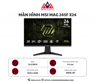 Màn Hình MSI MAG 245F X24 (23.8 inch/ IPS/ FHD/ 240Hz/ 0.5ms)