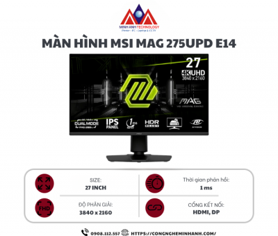 Màn hình Msi MAG 275UPD E14 (27 inch/ 4K/ IPS/ 144Hz/ 1 ms)