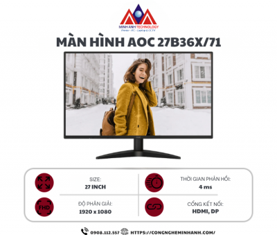 Màn hình AOC 27B36X/71 (27 inch/ Full HD/ IPS/ 144Hz/ 0.5 ms)
