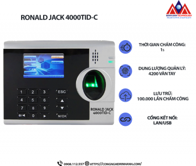 Máy Chấm Công Vân Tay Ronald Jack 5000TID-C
